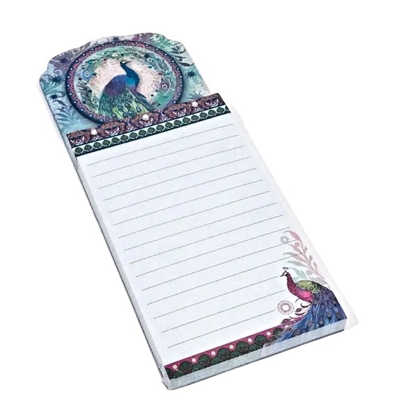 Punch Studio Gem and Glitter Embellished Die-Cut List Pad ~ Peacock Wreath 66558 - Picture 1 of 5